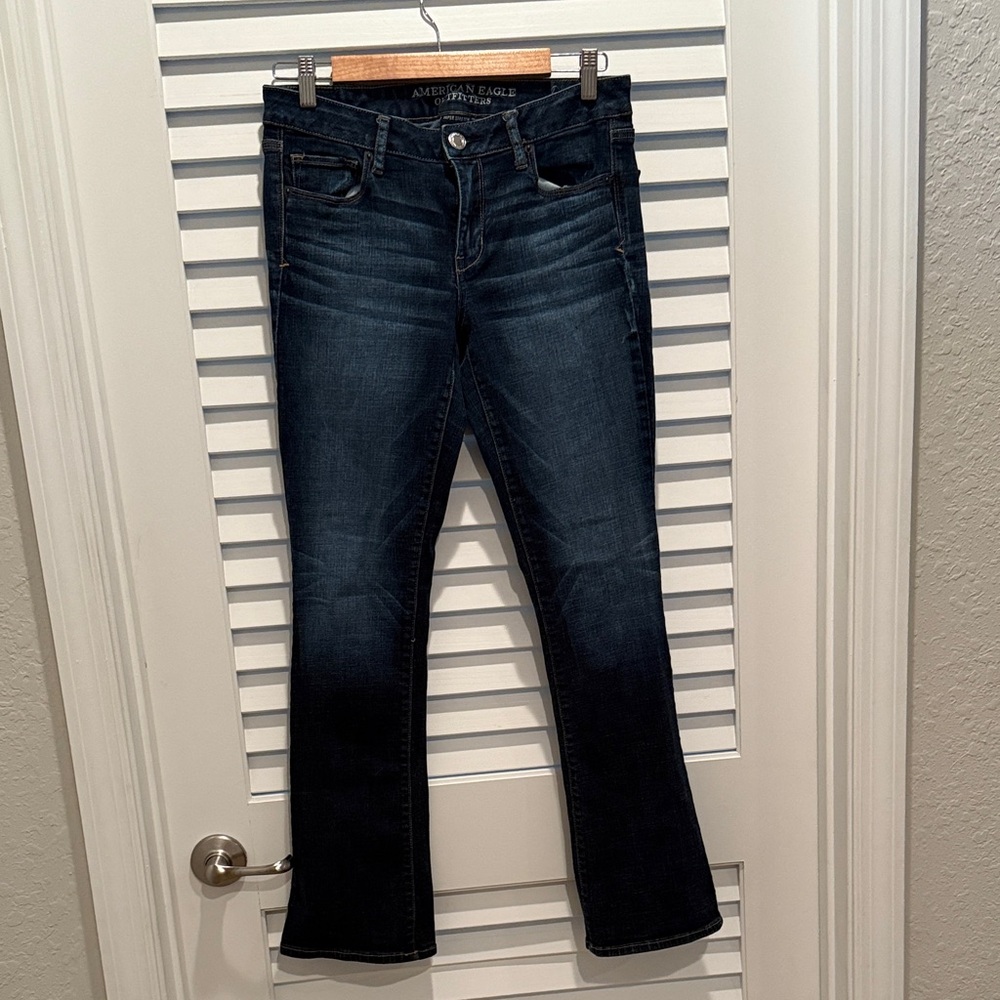 American Eagle Outfitters Women's Deep Indigo Skinny kick Cut Jeans